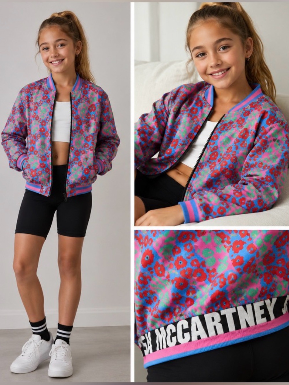 Stella McCartney Kids Pink, Blue & Red Floral Jacket
